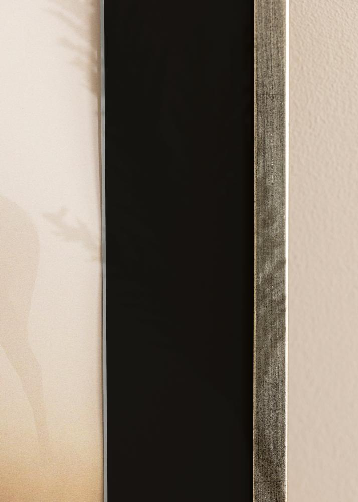 Ram med passepartou Rahmen Galant Silber 40x50 cm - Passepartout Schwarz 29,7x42 cm