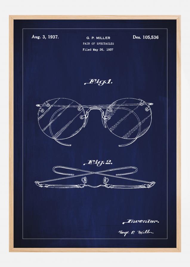Bildverkstad Patentzeichnung - Brille A - Blau Poster
