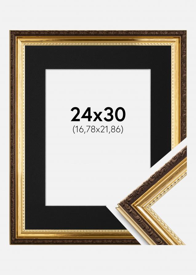 Ram med passepartou Rahmen Abisko Gold 24x30 cm - Passepartout Schwarz 7x9 inches (17,78x22,86 cm)