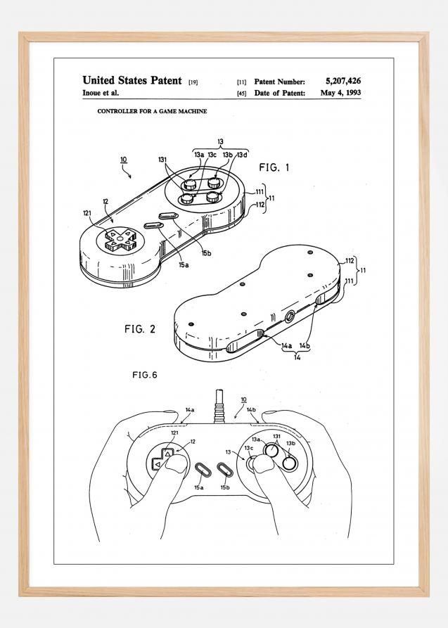 Bildverkstad Patent Print - Game Controller I - White Poster