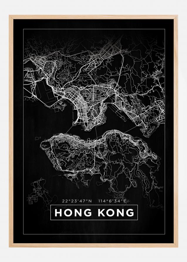 Bildverkstad Map - Hong Kong - Black Poster