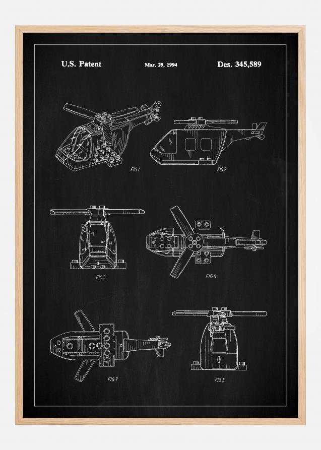Bildverkstad Patent Print - Lego Helicopter - Black Poster