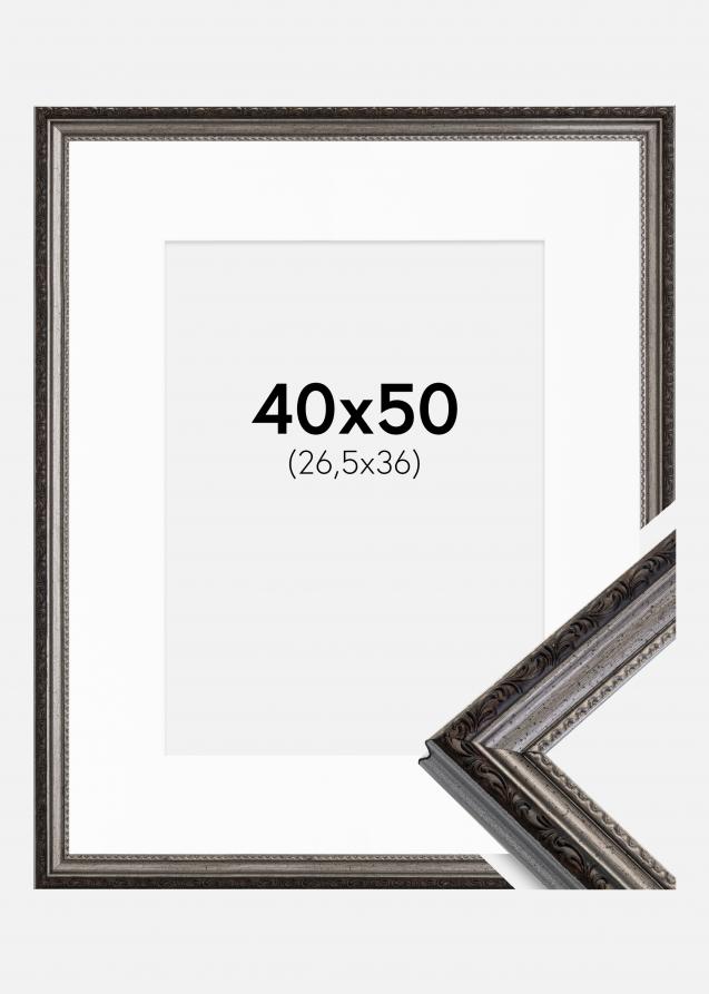 Ram med passepartou Rahmen Abisko Silber 40x50 cm - Passepartout Weiß 27,5x37 cm