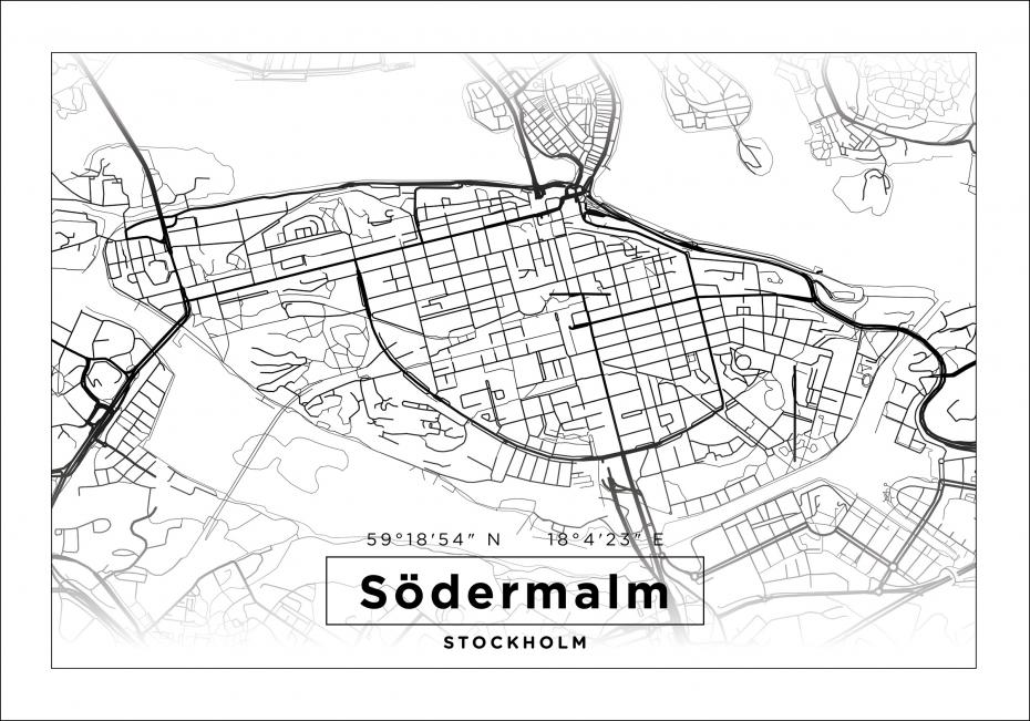 Bildverkstad Map - Sdermalm - White Poster