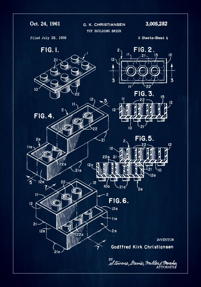 Bildverkstad Patent Print - Lego Block I - Blue
