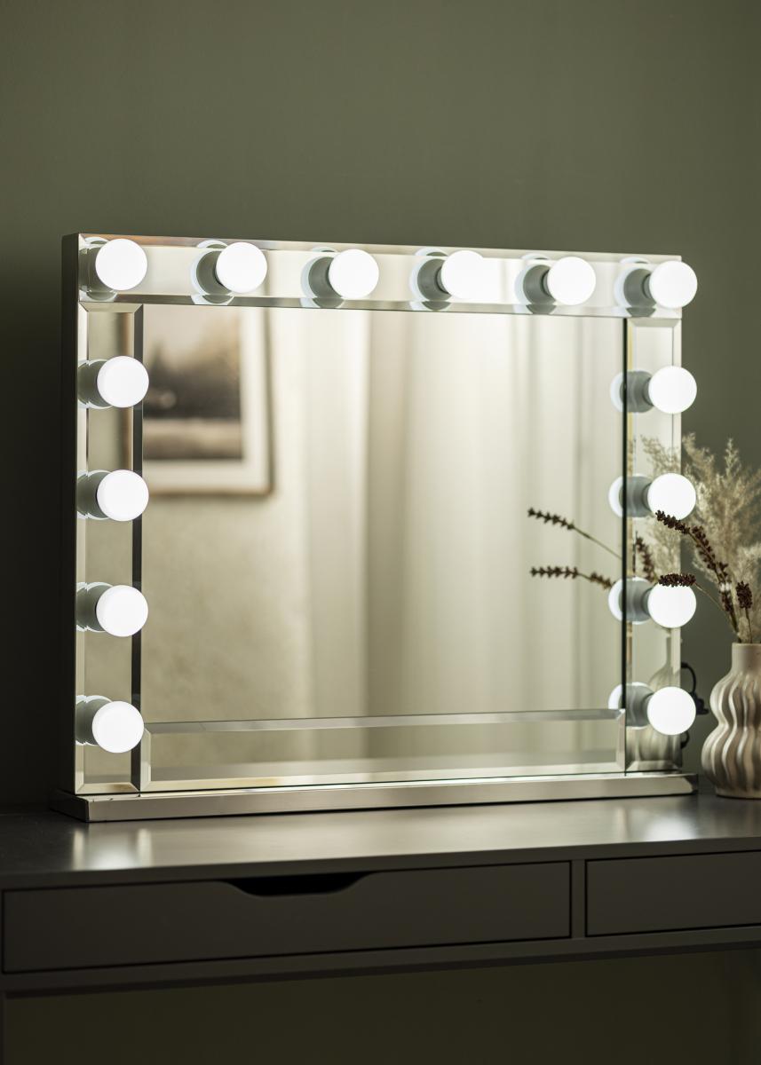 Hier KAILA Kosmetikspiegel Hollywood 14 E27 Silber 80x65 cm kaufen 