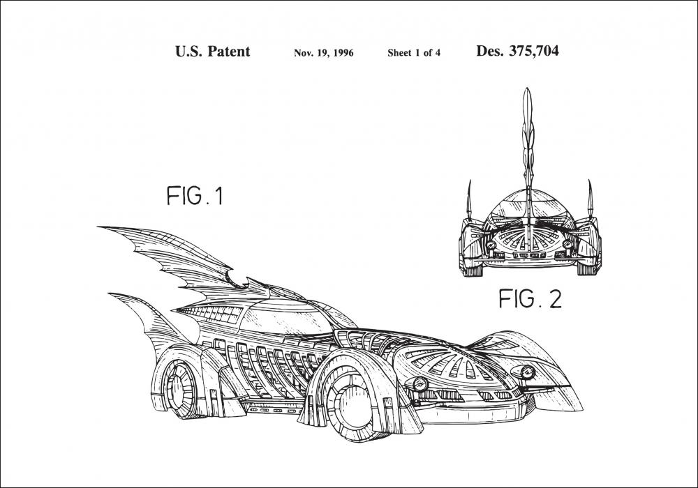 Bildverkstad Patentzeichnung - Batman - Batmobile 1996 I Poster