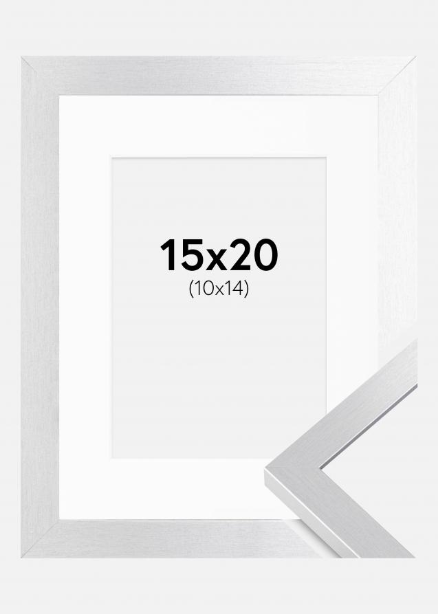Ram med passepartou Rahmen Selection Silber 15x20 cm - Passepartout Weiß 11x15 cm