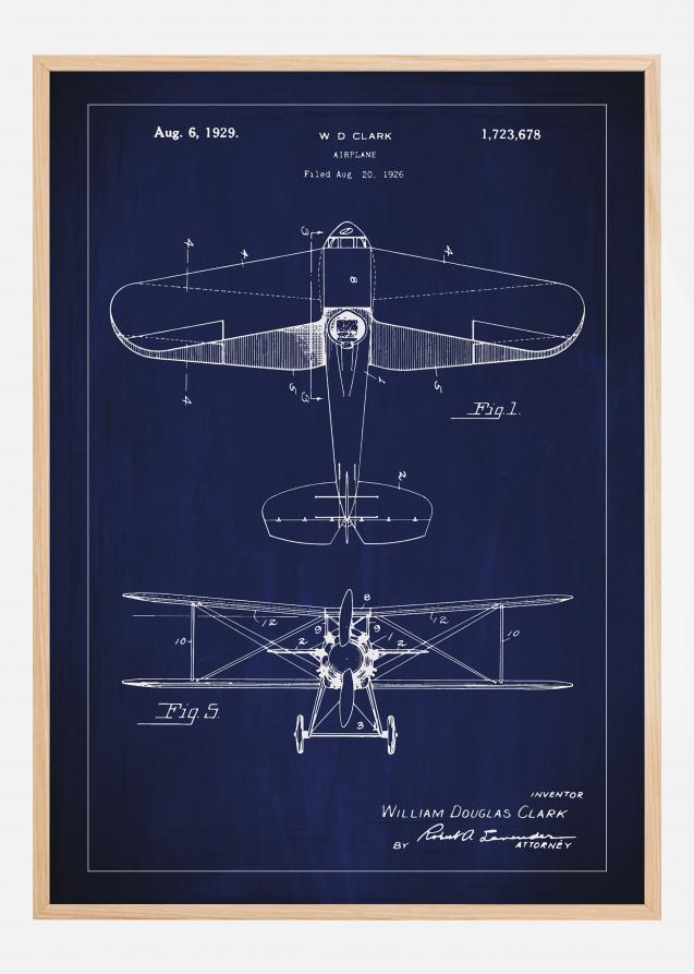 Bildverkstad Patentzeichnung - Flugzeug - Blau Poster
