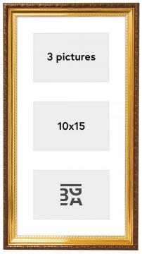 Galleri 1 Abisko Collage-Rahmen XIII Gold - 3 Bilder (10x15 cm)