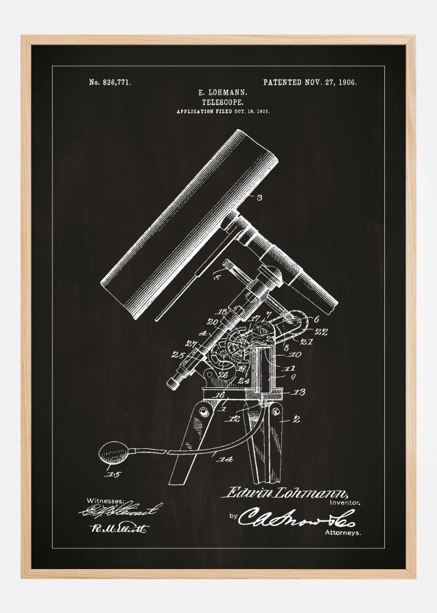 Bildverkstad Patentzeichnung - Teleskop - Schwarz Poster