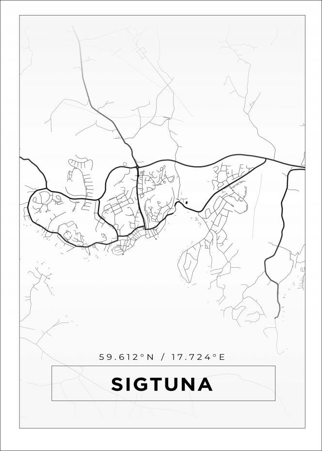 Bildverkstad Map - Sigtuna - White Poster