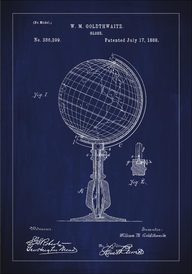 Bildverkstad Patentzeichnung - Erdkugel - Blau Poster