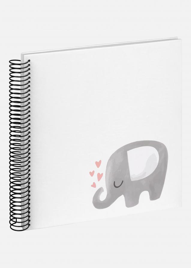 Walther Baby Elephant Hearting Spiralalbum Weiß - 24x24 cm (40 weiße Seiten / 20 Blatt)