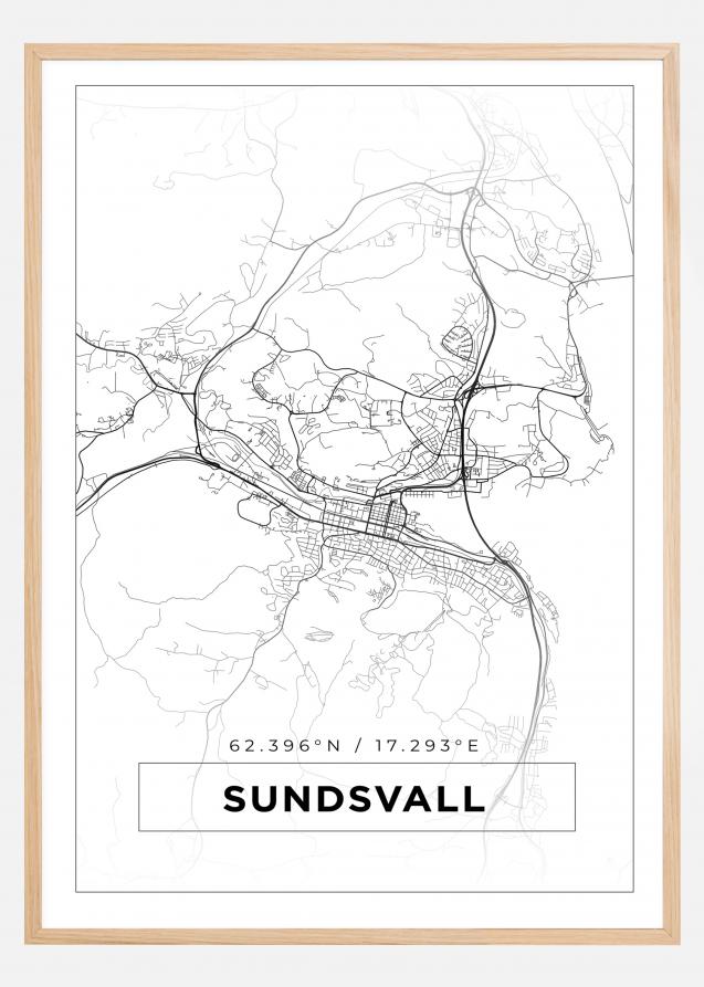 Bildverkstad Map - Sundsvall - White Poster