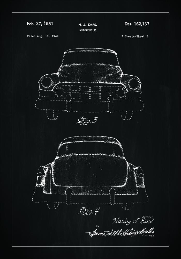 Bildverkstad Patentzeichnung - Cadillac II - Schwarz Poster