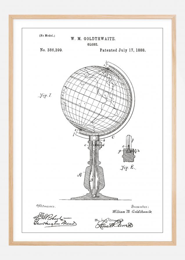 Bildverkstad Patentzeichnung - Erdkugel - Weiß Poster