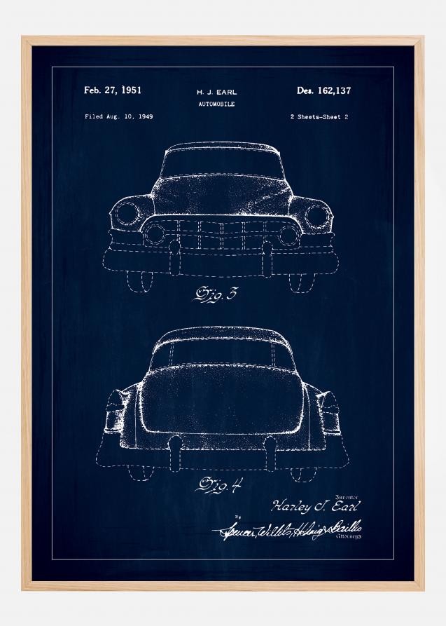 Bildverkstad Patentzeichnung - Cadillac II - Blau Poster