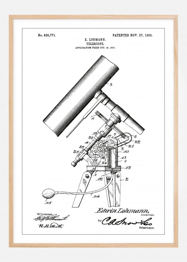 Bildverkstad Patentzeichnung - Teleskop - Weiß Poster