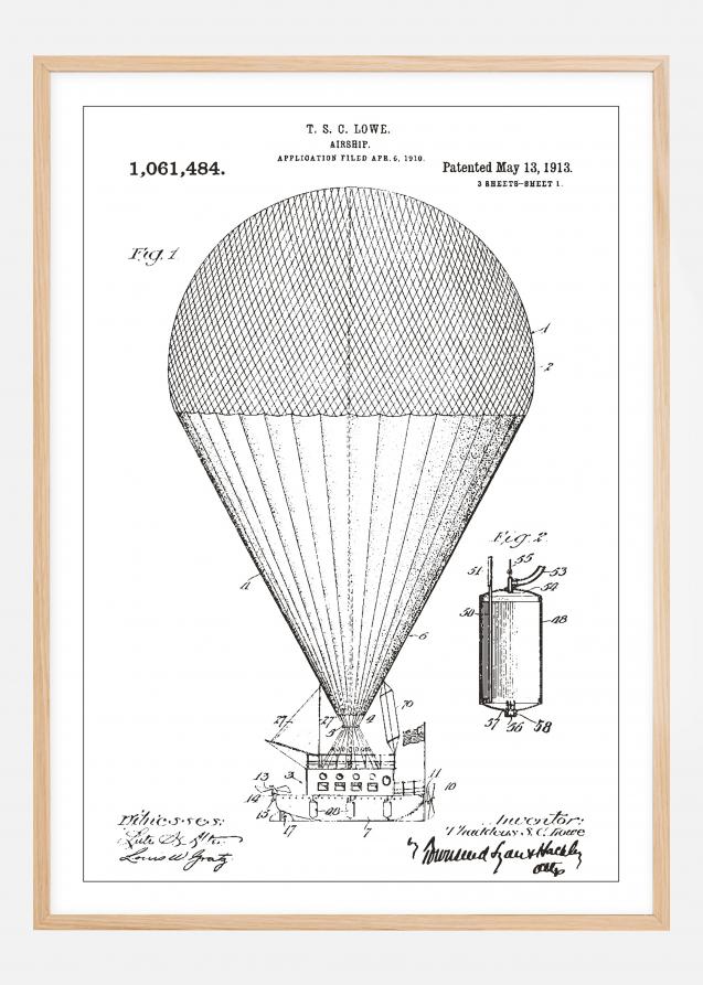 Bildverkstad Patentzeichnung - Luftschiff - Weiß Poster