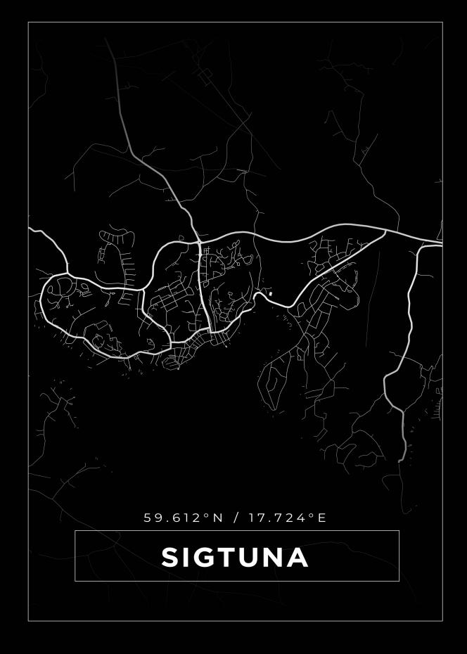 Bildverkstad Map - Sigtuna - Black Poster