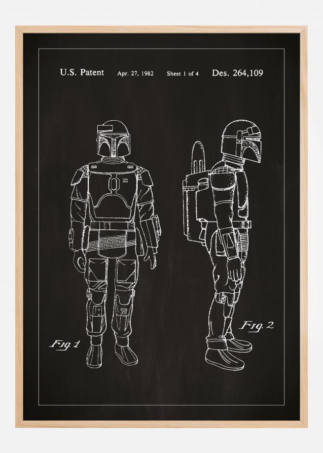 Bildverkstad Patentzeichnung - Star Wars - Boba Fett - Schwarz Poster