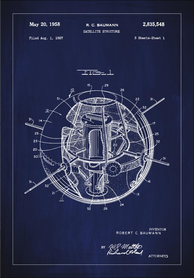 Bildverkstad Patentzeichnung - Satellit - Blau Poster
