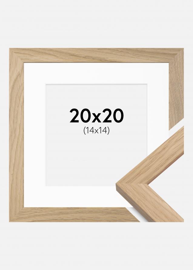 Ram med passepartou Rahmen Oak Wood 20x20 cm - Passepartout Weiß 15x15 cm