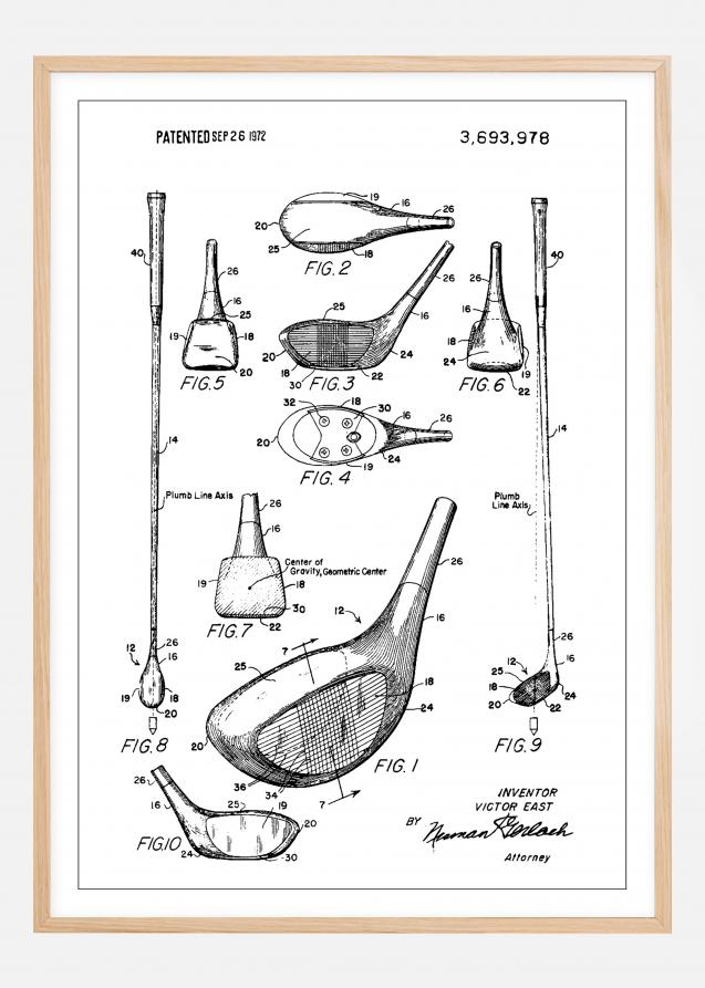 Bildverkstad Patent Print - Golf Club - White Poster