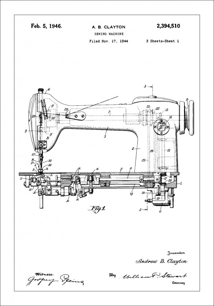 Bildverkstad Patentzeichnung - Nhmaschine I Poster