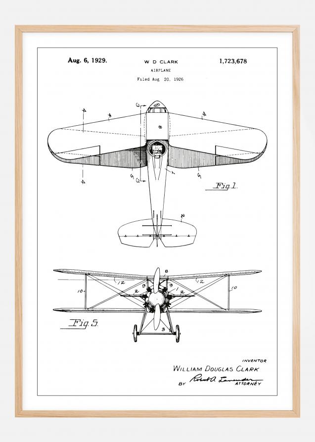 Bildverkstad Patentzeichnung - Flugzeug - Weiß Poster