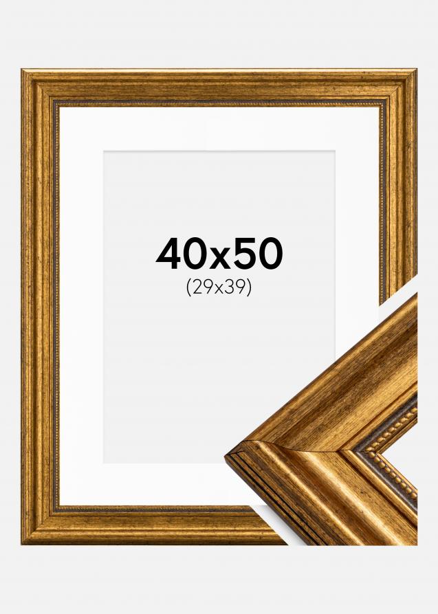 Ram med passepartou Rahmen Rokoko Gold 40x50 cm - Passepartout Weiß 30x40 cm