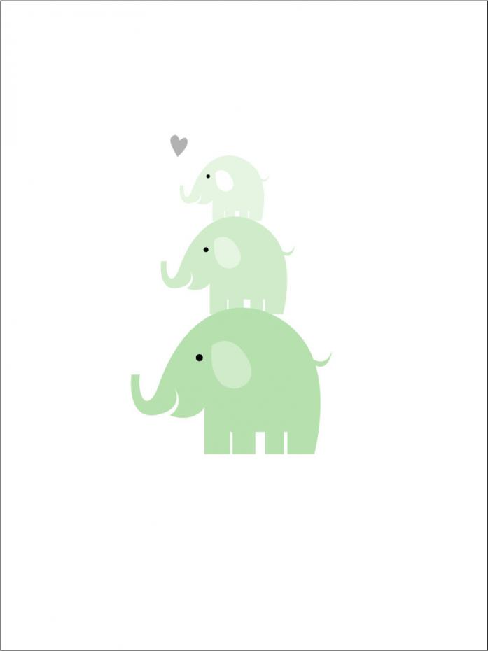 Malimi Posters Elefant Drilling - Mintgrn Poster