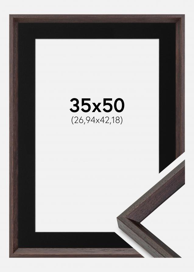 Ram med passepartou Rahmen Globe Espresso 35x50 cm - Passepartout Schwarz 11x17 inches