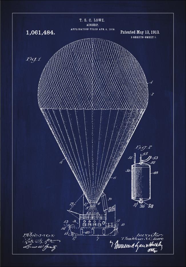 Bildverkstad Patentzeichnung - Luftschiff - Blau Poster