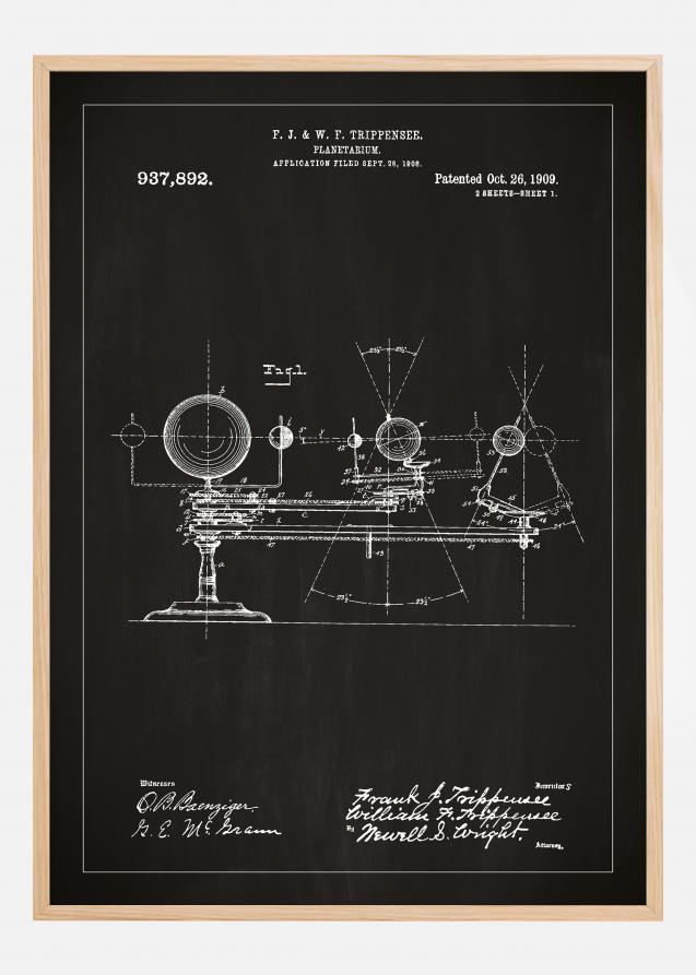 Bildverkstad Patentzeichnung - Planetarium - Schwarz Poster