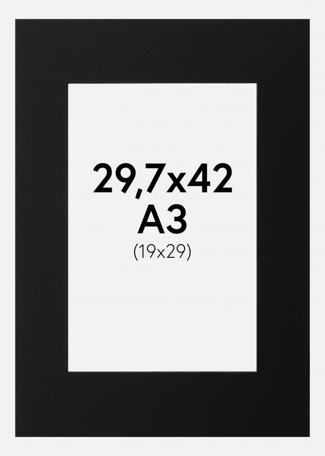 Galleri 1 Passepartout Schwarz (schwarzer Kern) 29,7x42 cm (A3) (19x29)