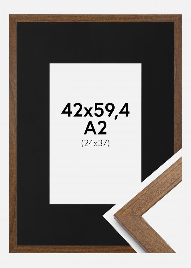 Ram med passepartou Rahmen Stilren Warm Brown 42x59,4 cm (A2) - Passepartout Schwarz 25x38 cm