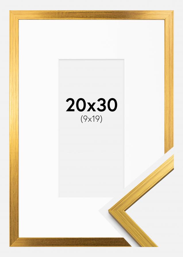 Ram med passepartou Rahmen Edsbyn Gold 20x30 cm - Passepartout Weiß 10x20 cm