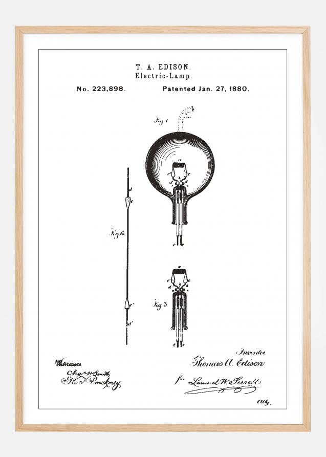Bildverkstad Patentzeichnung - Glühbirne B - Weiß Poster