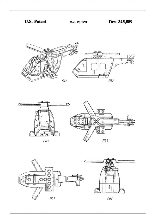 Bildverkstad Patent Print - Lego Helicopter - White