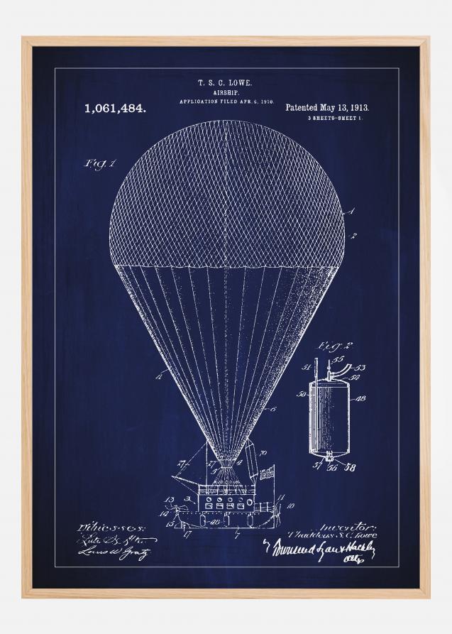Bildverkstad Patentzeichnung - Luftschiff - Blau Poster