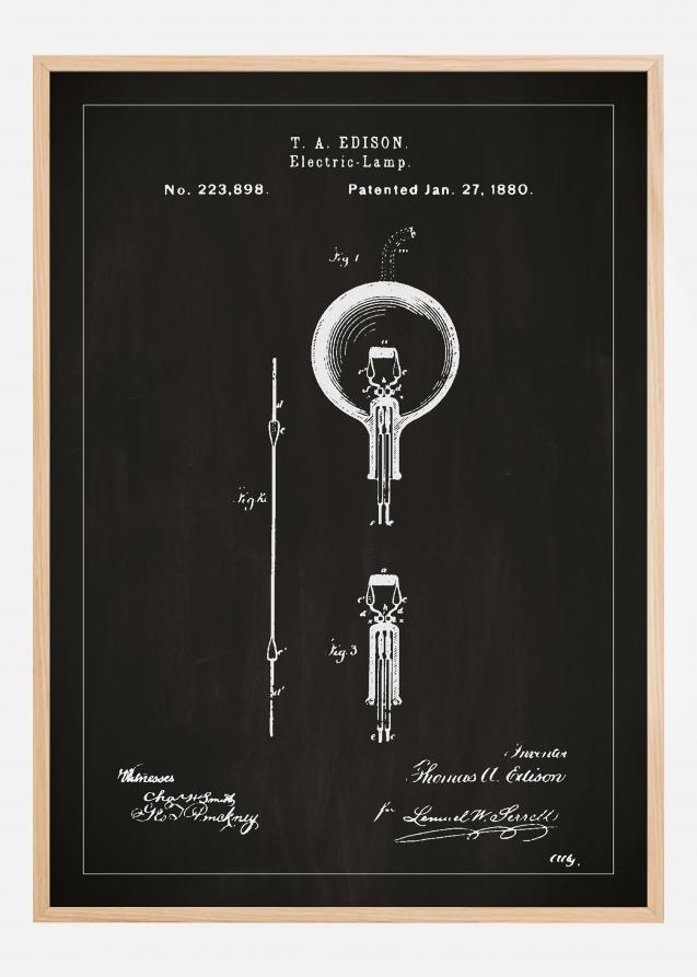 Bildverkstad Patentzeichnung - Glühbirne B - Schwarz Poster