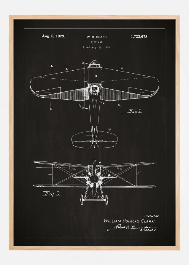 Bildverkstad Patentzeichnung - Flugzeug - Schwarz Poster