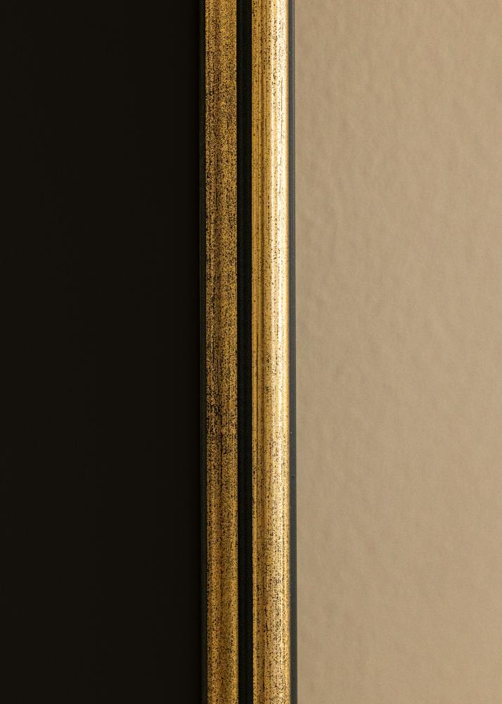 Ram med passepartou Rahmen Horndal Gold 50x70 cm - Passepartout Schwarz 33x56 cm