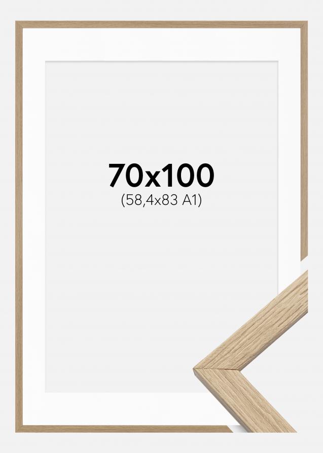 Ram med passepartou Rahmen Stilren Eiche 70x100 cm - Passepartout Weiß 59,4x84 cm
