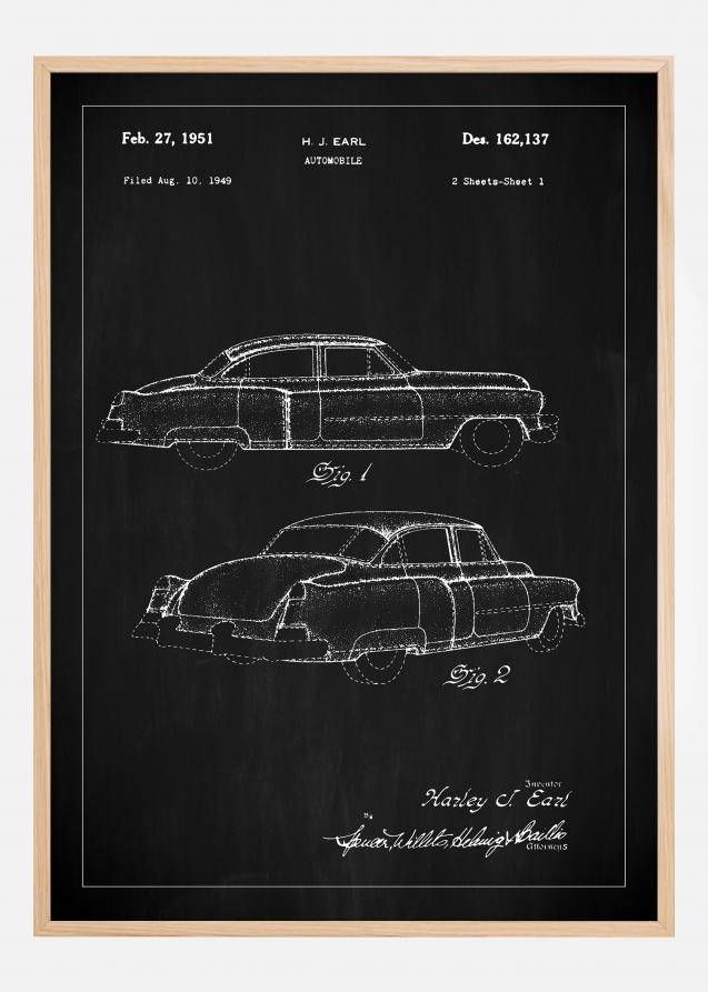 Bildverkstad Patentzeichnung - Cadillac I - Schwarz Poster