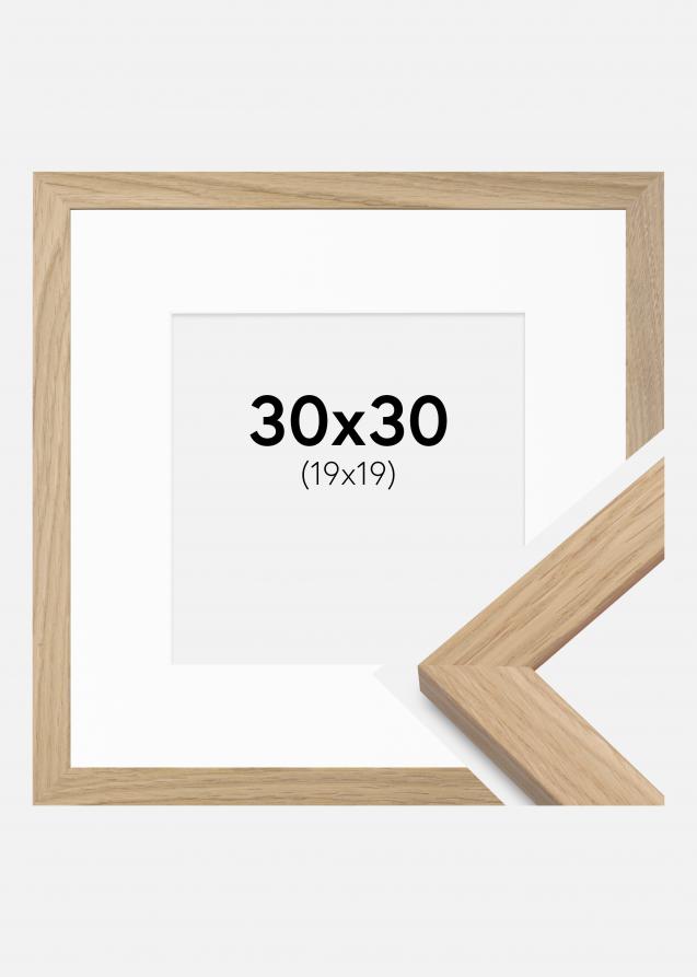 Ram med passepartou Rahmen Oak Wood 30x30 cm - Passepartout Weiß 20x20 cm