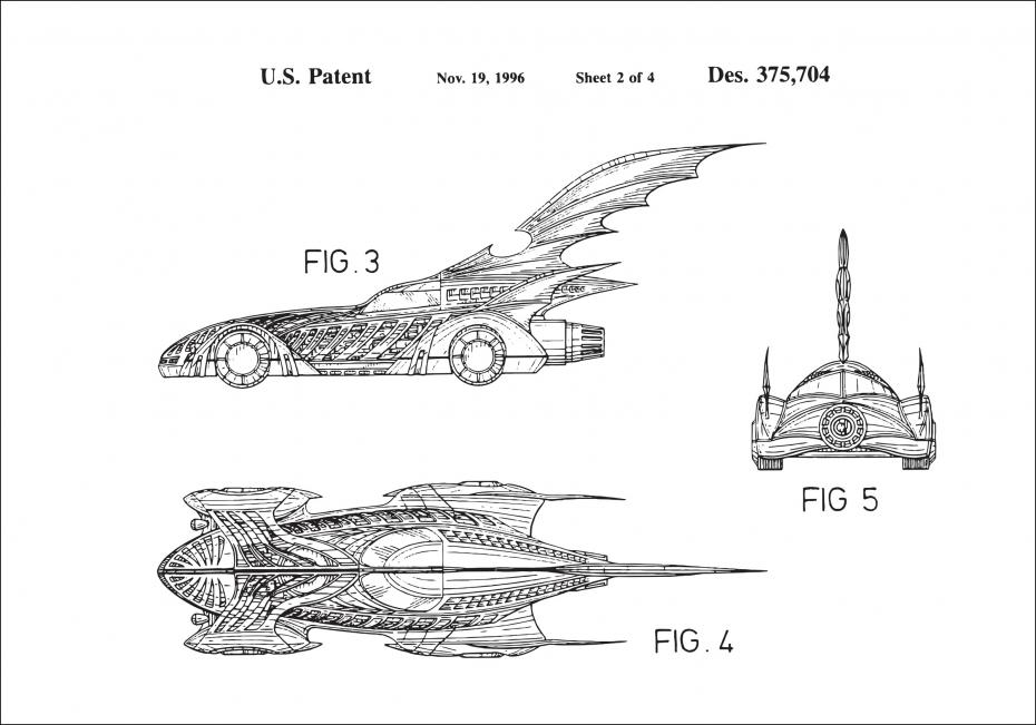 Bildverkstad Patentzeichnung - Batman - Batmobile 1996 II Poster