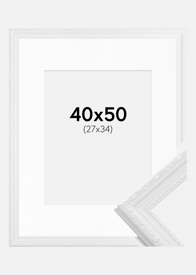 Ram med passepartou Rahmen Abisko Weiß 40x50 cm - Passepartout Weiß 28x35 cm